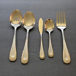 Oneida Stainless Satin Sand Dune 5 Piece Hostess Serving Set Slotted Spoon Fork